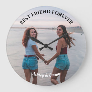 Grande Horloge Ronde Meilleurs amis pour toujours Photo personnalisée e