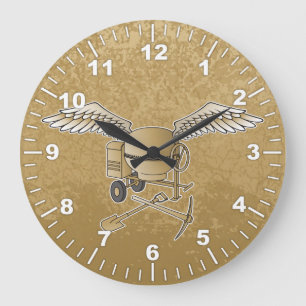 Grande Horloge Ronde Mélangeur en béton beige