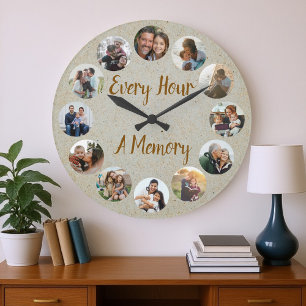 Grande Horloge Ronde Mémoire de photo personnalisée