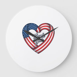 Grande Horloge Ronde Merci cœur patriotique conception vectorielle vint
