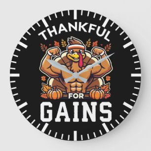 Grande Horloge Ronde Merci pour les gains - Drôle Gym Thanksgiving