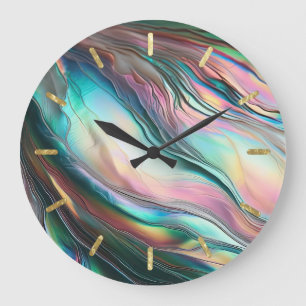 Grande Horloge Ronde Mère de Pearl avec Gold Tics