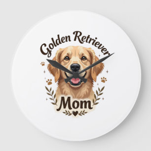 Grande Horloge Ronde Mère Rétiver doré vintage Amateur de chien Typogra
