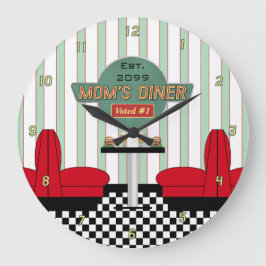 Grande Horloge Ronde Mère Retro Diner avec Burgers & Bière