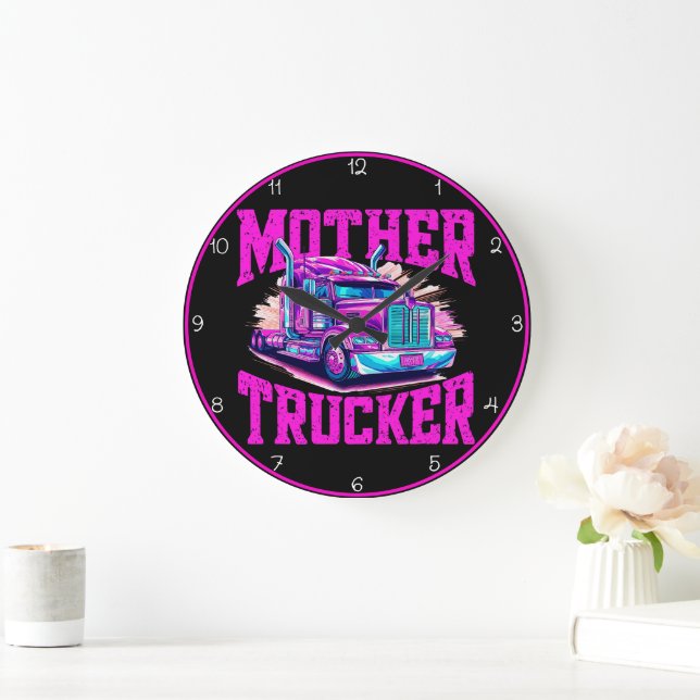 Grande Horloge Ronde Mère Trucker : Pink Attitude Violet (Maison)