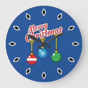 Grande Horloge Ronde Merry Christmas with Hanging Balls