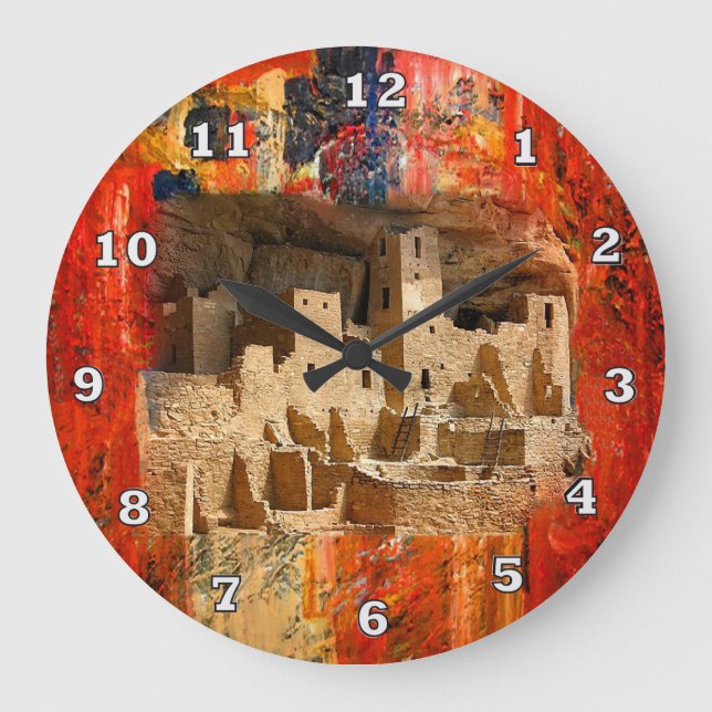 Grande Horloge Ronde Mesa Verde Adobe Cliffs Southwestern Clock (Recto)