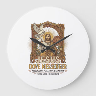 Grande Horloge Ronde Messager Jésus Colombe Messager Jésus Colombe Chré