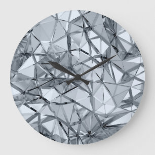 Grande Horloge Ronde Métal 3D doré : Arrière - plan géométrique