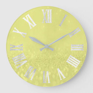 Grande Horloge Ronde Métal argenté gris Numers romain de parties