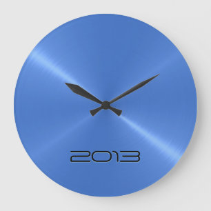 Grande Horloge Ronde Métal Bleu clair Acier inoxydable Métal