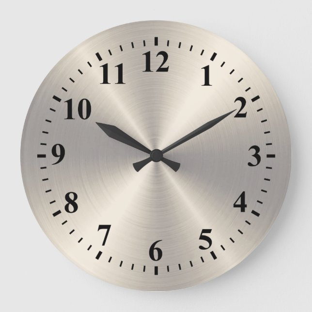 Grande Horloge Ronde Métal en acier inoxydable (Recto)
