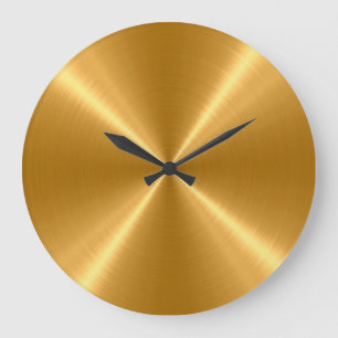 Grande Horloge Ronde Métal en acier inoxydable or