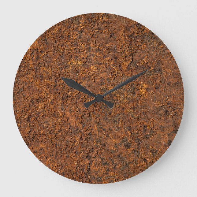 Grande Horloge Ronde Métal rouillé : Esthétique en fer texturé. (Recto)