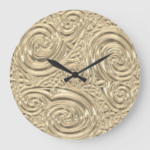 Grande Horloge Ronde Métallo or élégant victorien nouveau
