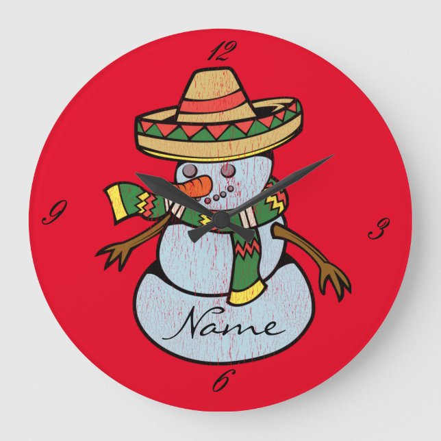 Grande Horloge Ronde Mexique Sombrero Père Noël Thunder_Cove (Recto)