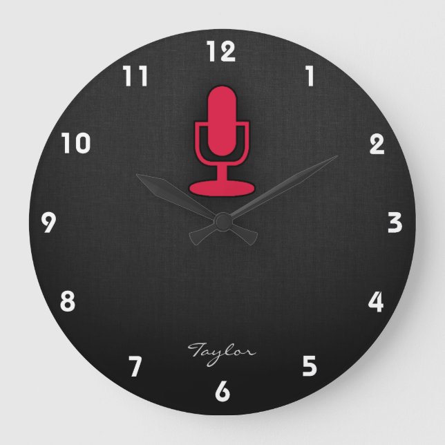Grande Horloge Ronde Microphone de rouge cramoisi (Recto)