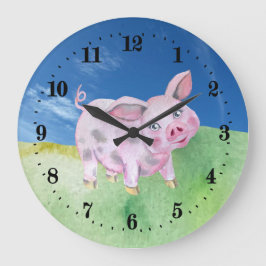 Grande Horloge Ronde mignon Amateurs de cochon de campagne