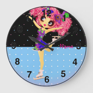 Grande Horloge Ronde Mignon Figure Patinage Iceskating fille personnali