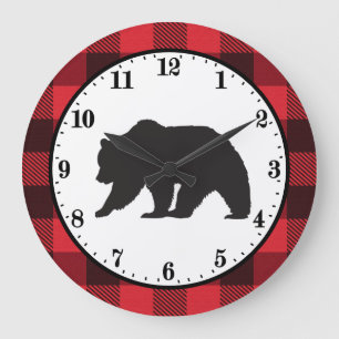 Grande Horloge Ronde mignon Pays ours noir cabine