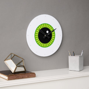 Grande Horloge Ronde Mignonne Eyeball Vert Funny