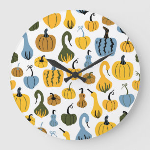 Grande Horloge Ronde Mignonne main de dessin Citrouille