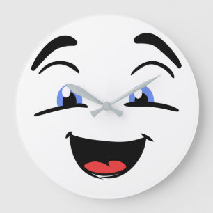 Grande Horloge Ronde Mignonne Visage Heureux