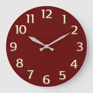 Grande Horloge Ronde Minimalisme Champagne d'or 3D Effet Bourgogne
