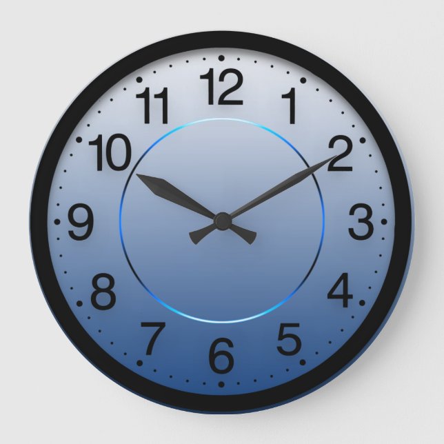 Grande Horloge Ronde Minimalisme d'entreprise Blue Navy Ombre White (Recto)