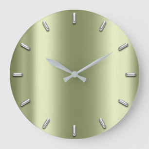 Grande Horloge Ronde Minimalisme gris argenté Monnaie verte citron Él