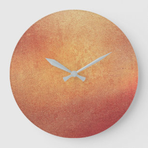 Grande Horloge Ronde Minimalisme Grungy Peinture Abstraite Or Brown