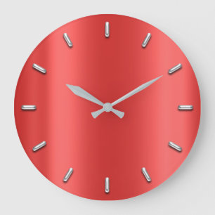 Grande Horloge Ronde Minimalisme métallurgique rubis Gris gris argent