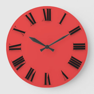 Grande Horloge Ronde Minimalisme moderne Chiffres noirs rouges romains