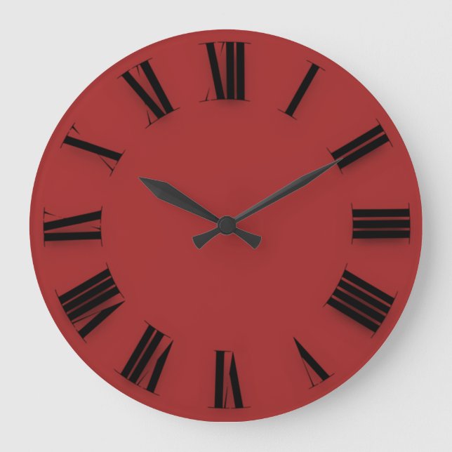 Grande Horloge Ronde Minimalisme moderne Chiffres noirs rouges romains (Recto)