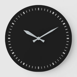 Grande Horloge Ronde Minimalisme moderne Noir gris argenté Abstrait