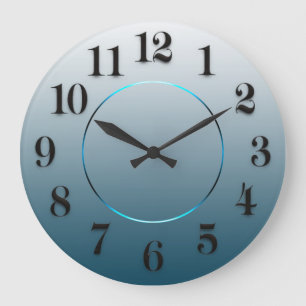 Grande Horloge Ronde Minimalisme moderne Numéros arabes Turquoises Blu