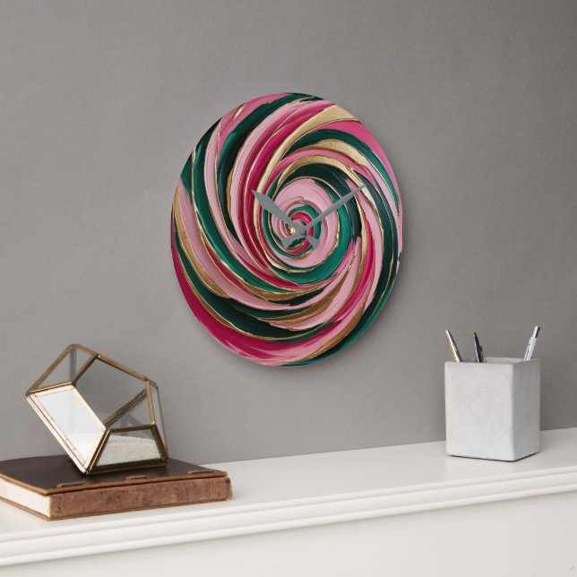 Grande Horloge Ronde Minted Blush Marble (Bureau)
