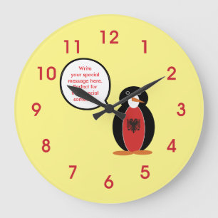 Grande Horloge Ronde Mme Pingouin personnalisée Albanie