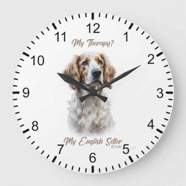 Grande Horloge Ronde Mode de vie Setter Anglais (Recto)