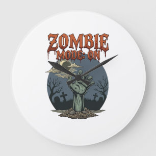 Grande Horloge Ronde Mode Zombie Halloween Main Lune Cimetière_1