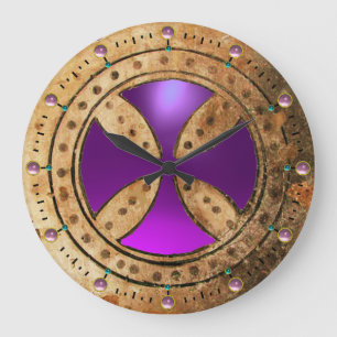 Grande Horloge Ronde MODÈLE ANTIQUE CROISER Améthyste pourpre Gem