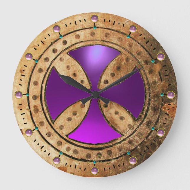Grande Horloge Ronde MODÈLE ANTIQUE CROISER Améthyste pourpre Gem (Recto)
