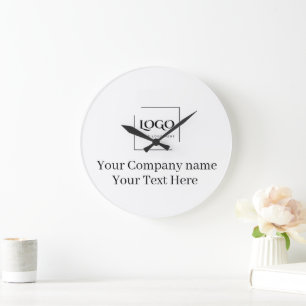 Grande Horloge Ronde Modèle de logo personnalisé élégant
