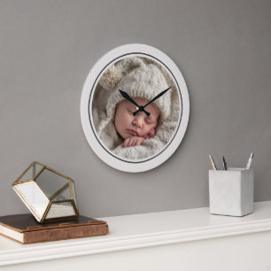 Grande Horloge Ronde Modèle de photo simple avec cadre personnalisé