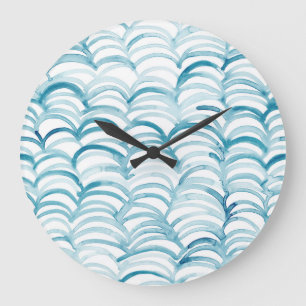 Grande Horloge Ronde Modèle de style japonais Vague bleueIllustration