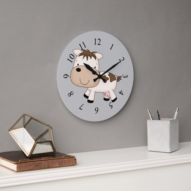 Grande Horloge Ronde Modèle de vache illustré (Bureau)