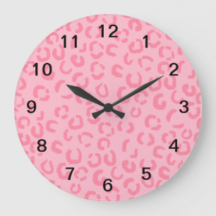 Grande Horloge Ronde Modèle rose d'empreinte de léopard