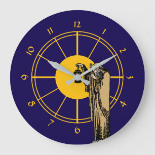 Grande Horloge Ronde Modèle vintage de la carte Tarot "Hermit"
