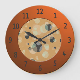 Grande Horloge Ronde Modern Bubbles with Shiny Orange Digits