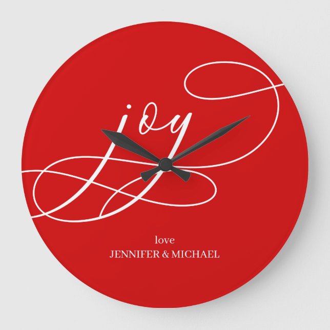 Grande Horloge Ronde Modern Minimal Joy Christmas (Recto)